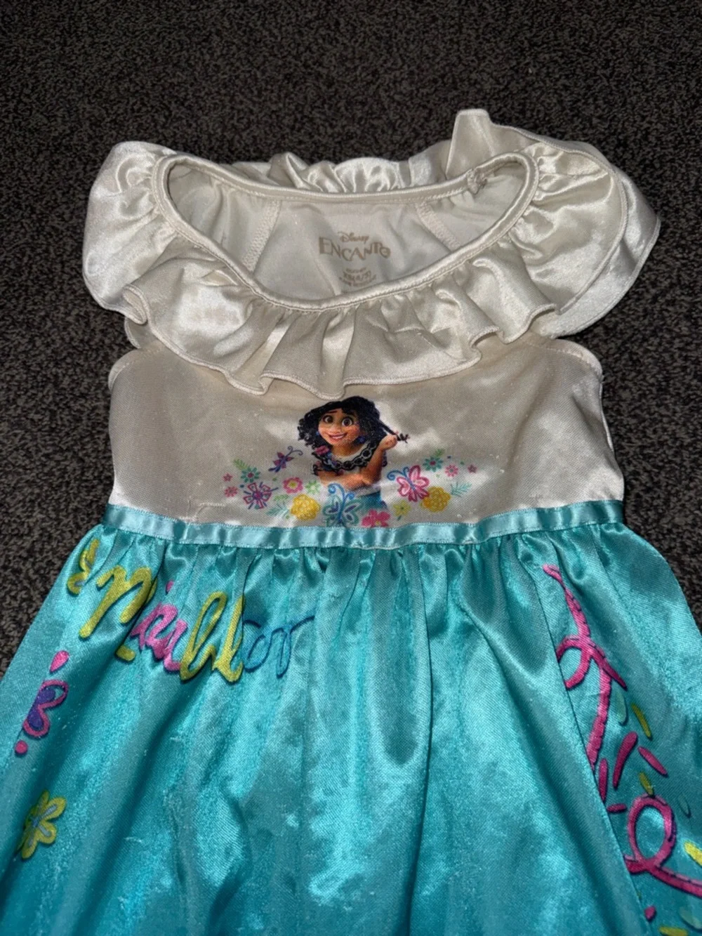 Disney Encanto Mirabel Nightgown Girls XS 4/5 Blue Character Sleep Dress - Picture 3 of 8